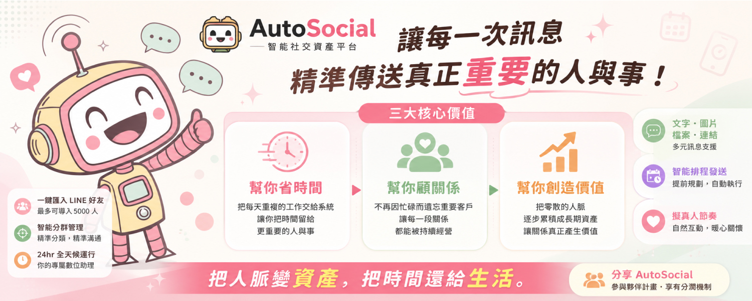 拒絕無效人脈！懋琳科技推「AutoSocial」 董事長張琨琳：LINE是流量，留量才能創造財富