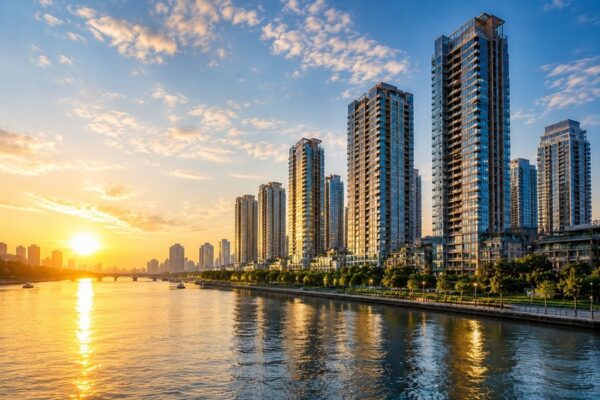 國際城市的水岸住宅聚落,憑藉開闊河景、低密度環境與歷史街廓氛圍,長年成為高端居住市場的重要代表。圖/AI生成示意圖