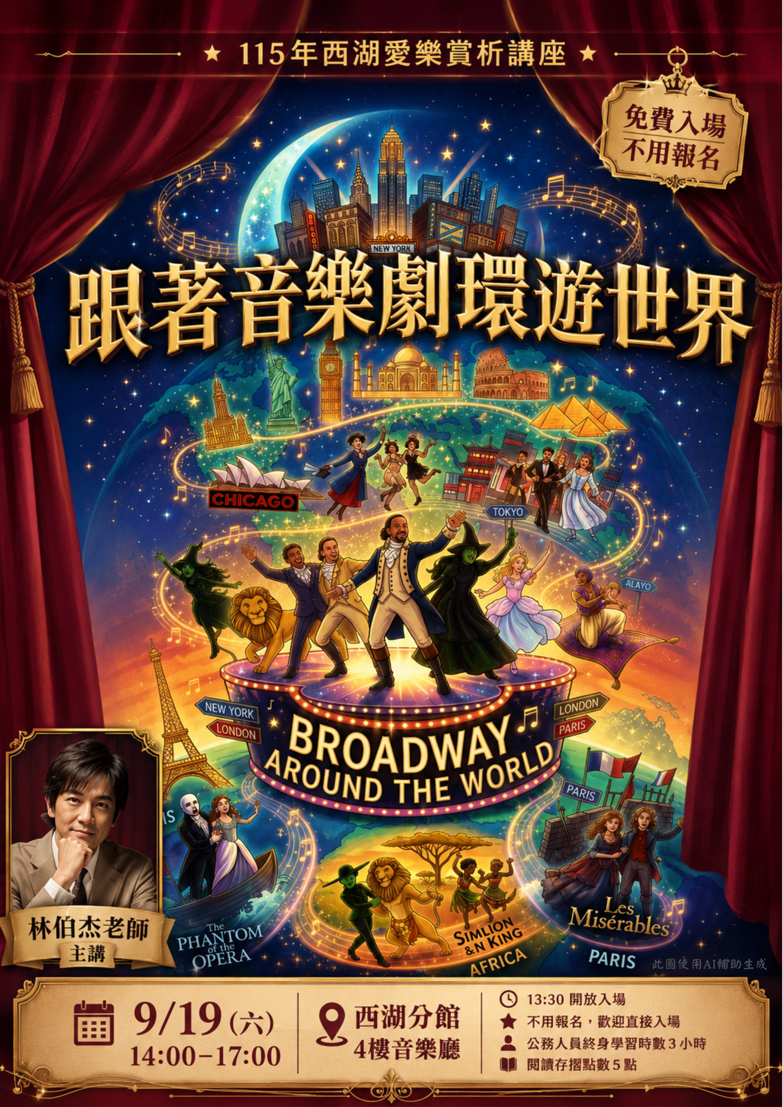 跟著音樂劇環遊世界！北市圖西湖分館9月19日邀林伯杰導聆