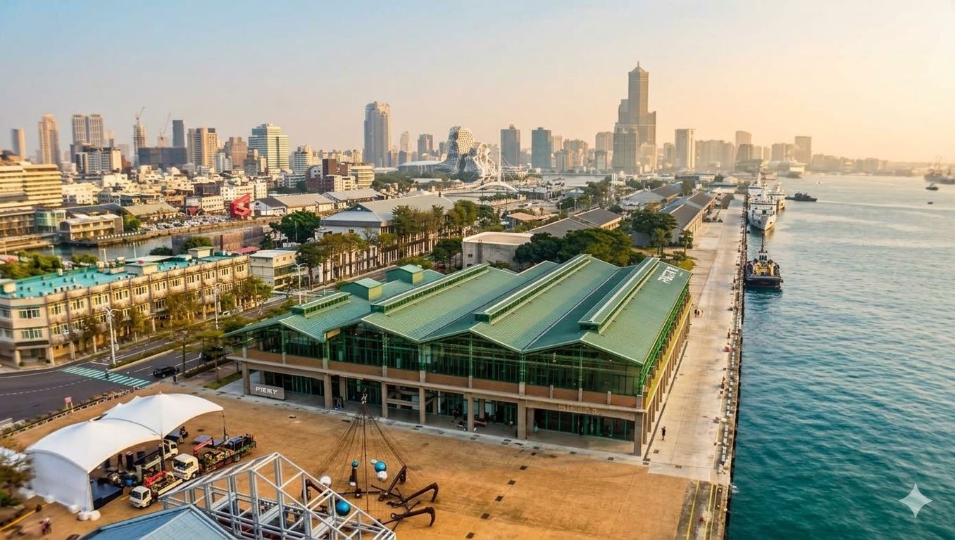 高雄香蕉碼頭透過建物活化整建，保留經典鋼構並融入透明玻璃與綠建築理念，展現港灣新風貌，榮獲「2026城市工程品質金質獎」公共工程建築類特優金質獎。（圖／高雄市政府工務局提供）